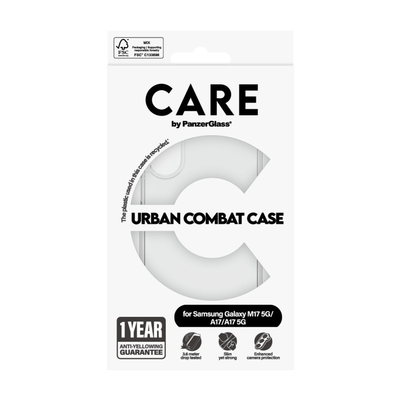 CARE by PanzerGlass Flagship UrbanCombat Case for Samsung Galaxy M17 5G / A17 / A17 5G, Transparent