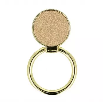 iLike Ring LEATHER UCH000526 Gold - Premium ehtne nahast telefonirõngahoidja 360° pöörlemise ja alusega