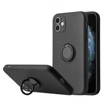 iLike Apple iPhone 14 Pro Max Silicone Ring Case Black