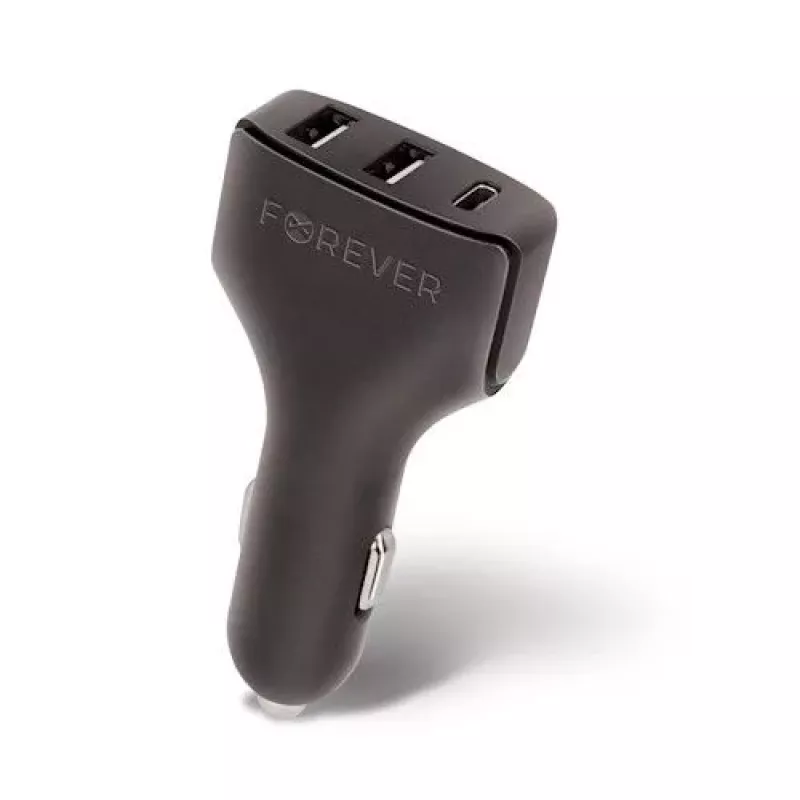 Forever Universal USB Car Charger CC-05 2xUSB & Type-C 4.8A Black