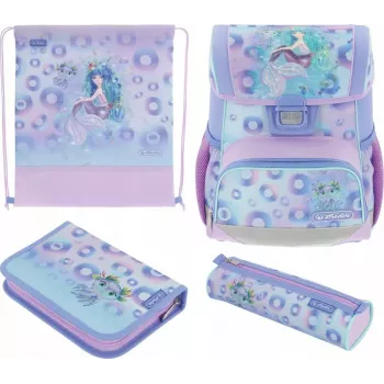 Herlitz Loop Plus Mystic Mermaid Koolikotikomplekt - 4-osaline (seljakott, täidetud pastakott, pliiatsikott, spordikott) - 17L - unisex - algkool