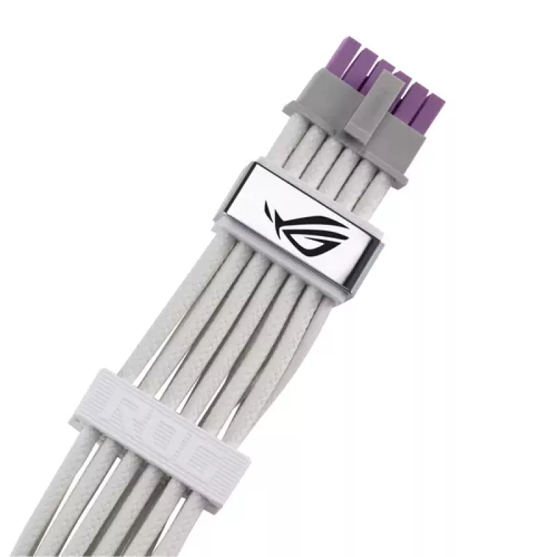 ASUS ROG EQUALIZER White Edition GPU toitekaabel - 16-pin 12VHPWR kuni 3x8-pin PCIe - 700mm Valge