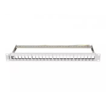 LANBERG 19 inch Patch Panel Blank 1U 24-Port FTP for Keystone Modules Grey