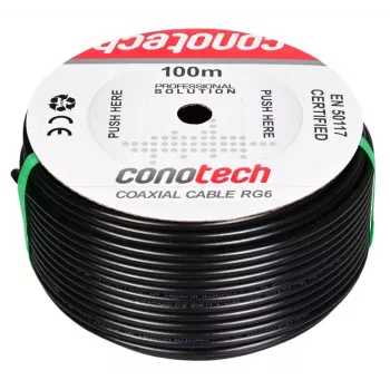 GREENCELL NS100 TRI Gel-Filled koaksiaalkaabel - 100m rull, must