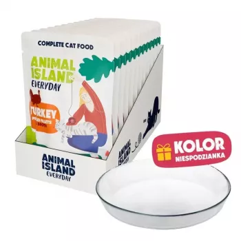 ANIMAL ISLAND Turkey Fillet in Gravy 12x85g + Serving Plate