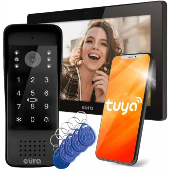 EURA VDP-86A3 10-tolline must uksevideotelefoni monitor koos Tuya Smart rakendusega