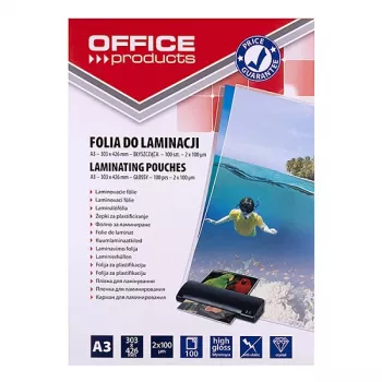 PBS OFFICE PRODUCTS Lamineerimiskile A3 2x100 Mikronit Läikiv 100 Lehte Läbipaistev