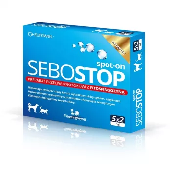 EWE EUROWET Sebostop Spot-on - Antiseborröa lahus koertele ja kassidele - 5 x 2 ml pipetid