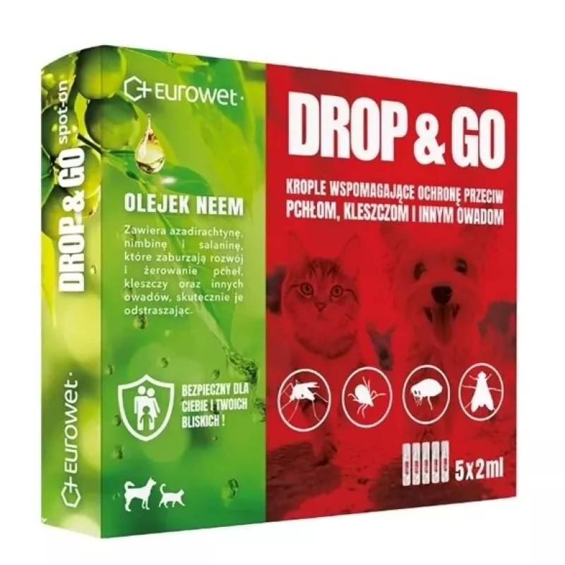 EWE EUROWET Drop&Go Spot-On kirbu- ja puugitilgad koertele ja kassidele 5x2 ml