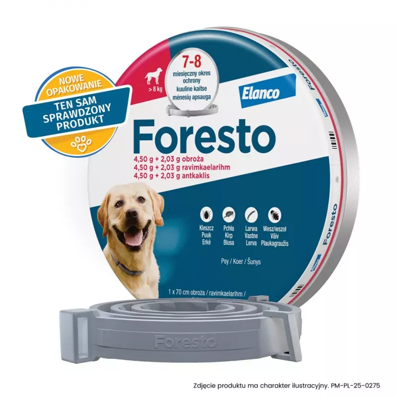 ENA ELANCO Foresto kaelarihm koertele üle 8 kg