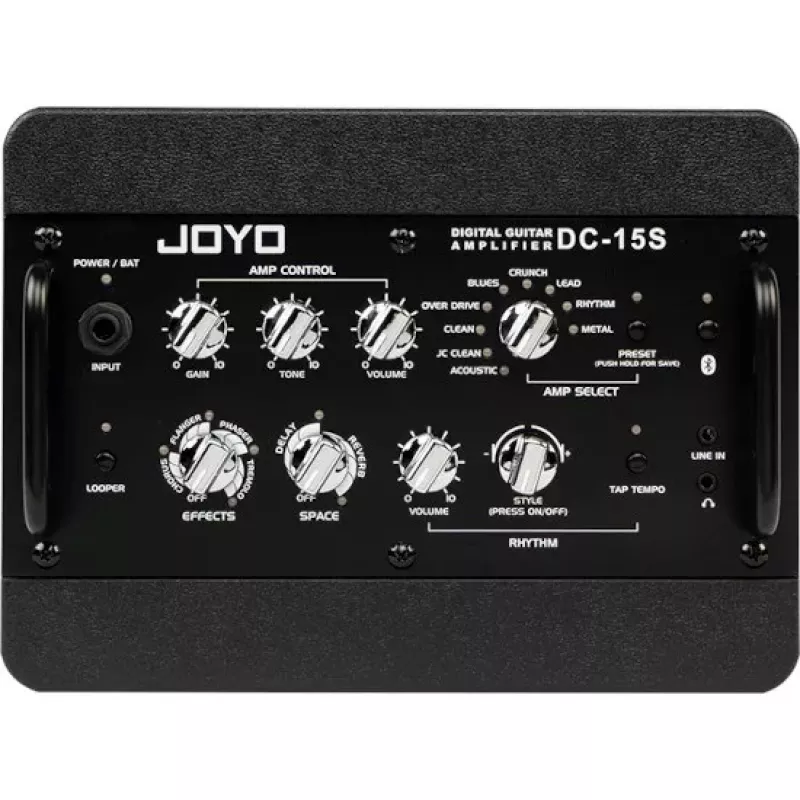 JYO JOYO DC-15S 15W kitarri võimendi Bluetoothi, laetava aku, 9 võimendimudeli, 6 efekti, trummimasina, looperi ja häälestajaga