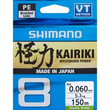 SHIMANO Kairiki 8 Punutud õngenöör 0,060mm 150m 5,3kg Mantis Green