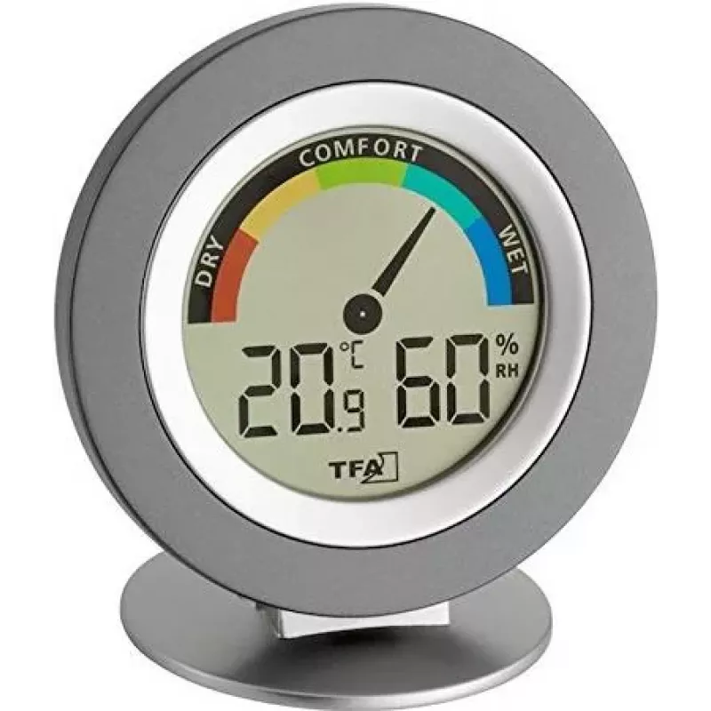 TFA 30.5019 Thermo-Hygrometer COSY - Digitaalne sisetemperatuuri ja -niiskuse mõõtur koos max/min mäluga, mugavustsooni indikaatoriga, LCD-ekraaniga, valge