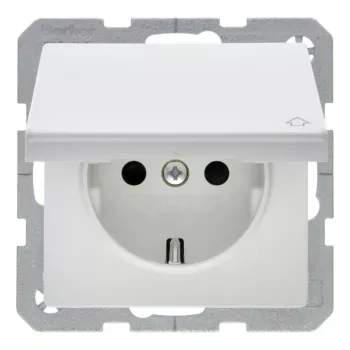 Berker 47516089 SCHUKO pistikupesa hingedega kaanega, polaarpoolvalge samet