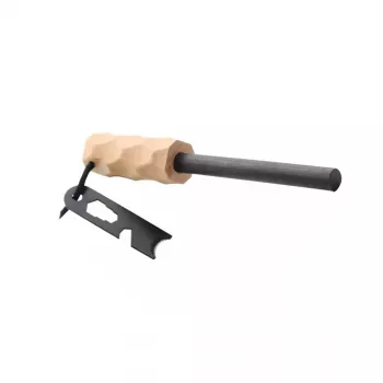 Krams Origin Outdoors Firesteel Edge - Ferrocerium-varras tulesüütaja terasest löögirauaga ja nööriga, must käepide, oranž nöör, kompaktne ja kerge telkimiseks, bushcraft'iks, ellujäämiseks, hädaolukordadeks valmistumiseks