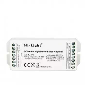 MIBOXER PA5 5-kanaliline LED-võimendi 12-24V DC PWM RGB+CCT RGBWW RGB Kahekordne Valge Ühevärviline