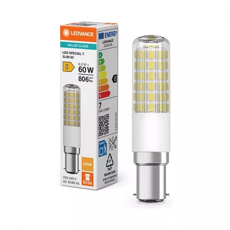 OSRAM LED SPECIAL T 6.5W 827 Clear B15d Torukujuline LED-lamp, 806 lm, 2700 K, soe valge, mittehämardatav, 2-pakk
