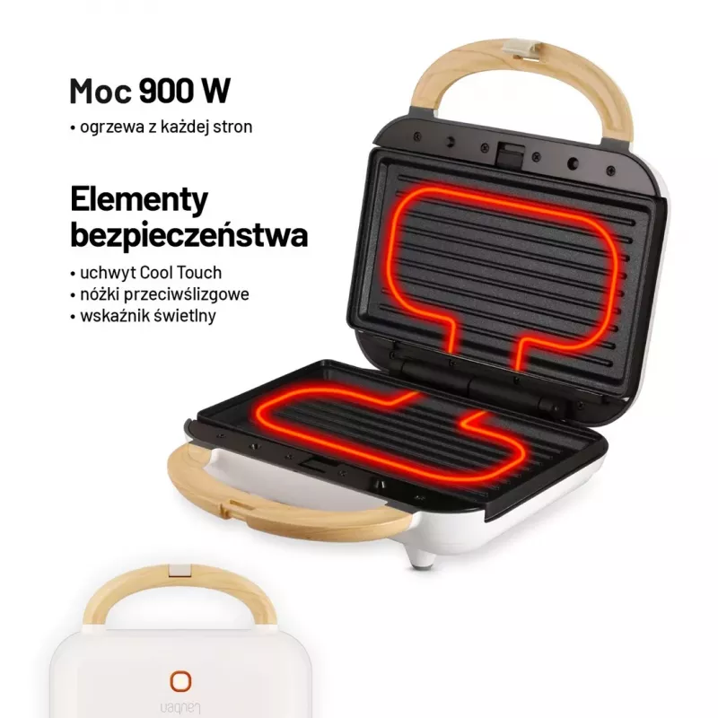 Lauben 3-in-1 900W Sandwich Maker - Must/Hõbe