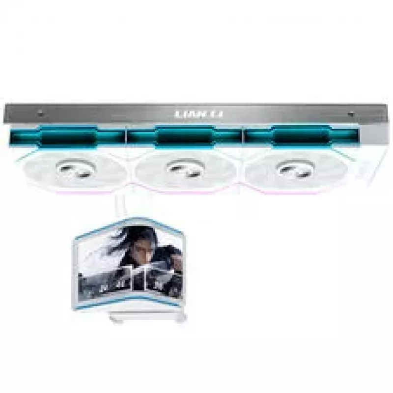 Lian Li HydroShift II OLED Curved 360 UNI FAN TL AIO Liquid CPU Cooler, 360mm Radiator, OLED Display, TL-FLEX Fans - White