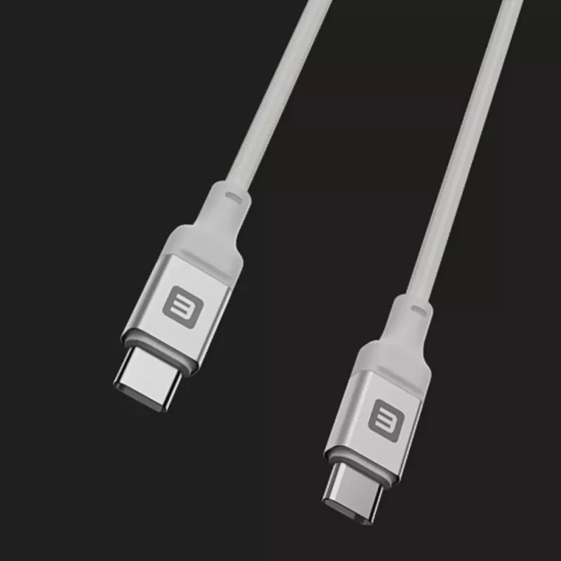 Evelatus USB-C to USB-C kaabel 1,2 m 60 W PD punutud nailonist valge