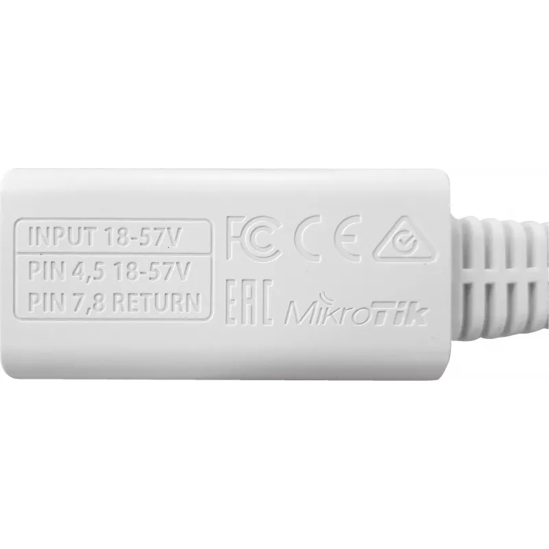 MikroTik Power Injector (RBGPOE) - Passive PoE, 10/100 Mbps, 9-48V DC sisend