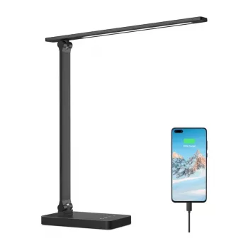 Lepro 310004 Lauvalamp (Must) - LED puutetundlik juhtimine USB laadimisega, 10W, 400 luumenit, 5 värvitemperatuuri, 7 heledustaset, 60-minutiline taimer, silmasõbralik virvendusvaba