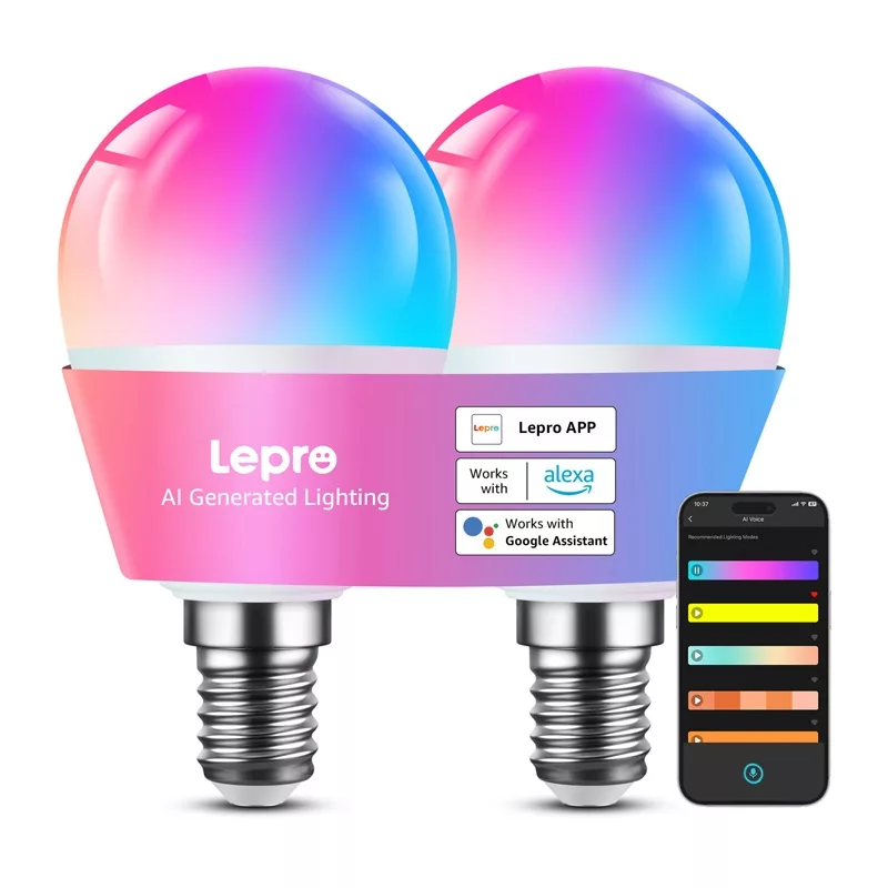 LEPRO BP1-2 E14 LED-pirn Bluetoothi ja Wi-Fi-ga, 470 lm, 2-pakk