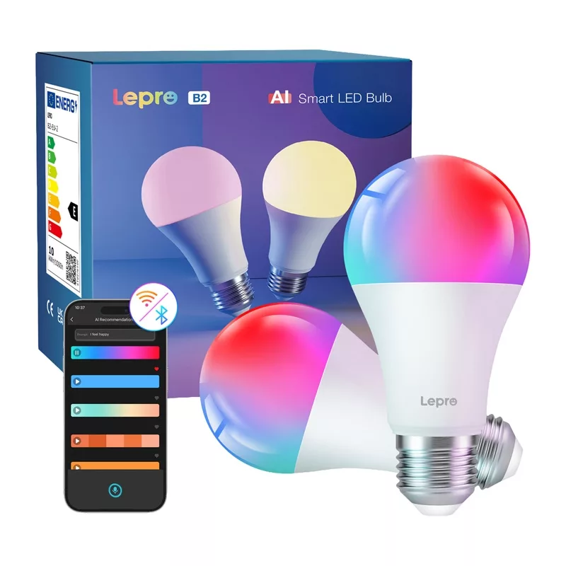 LEPRO B2-2 E27 Wi-Fi LED-pirn, 1100 lm, 2-pakk