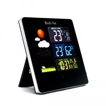 Bodi-Tek BT-HGWS-EU/1,2 Digitaalne ilmajaam juhtmevaba välisanduriga, LCD-ekraan, ilmaennustus, kuufaas, äratus, taustvalgustus