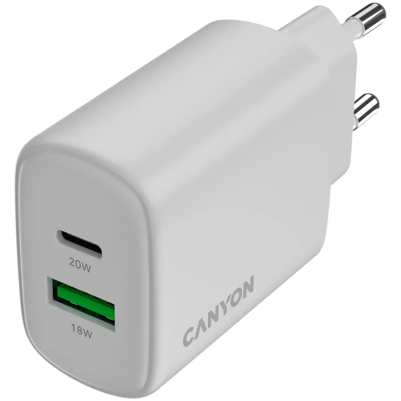 CANYON OnCharge 200 20W 1xPD 1xQC EU Valge seinalaadija
