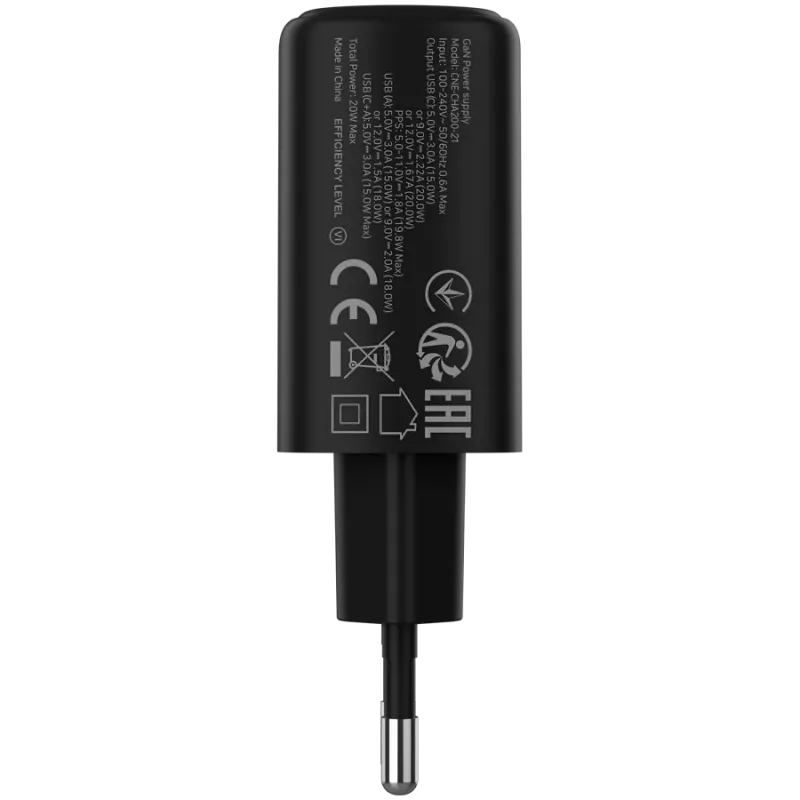 CANYON OnCharge 200 20W 1xPD 1xQC EU Must seinadapter