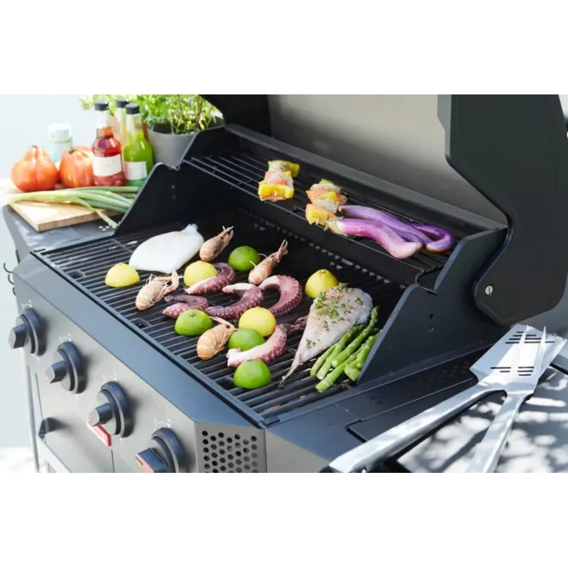 Barbecook Gaasigrill Luca 412 koos kapiga ja külgpõletiga, 145.4 x 60.3 x 112.3 cm, must