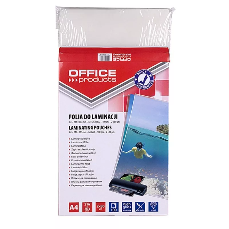 PBS CONNECT OFFICE PRODUCTS Lamineerimiskile A4 2x80 mikronit Läikiv 100 lehte Läbipaistev
