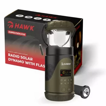 Hawk HWRDI430GN Raadio Päikesepatarei Dünamo Taskulambiga