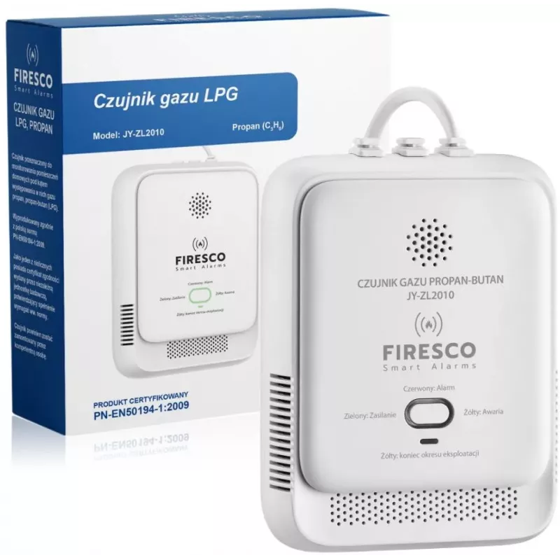 FIRESCO Propane Gas Sensor JY-ZL2010 - LPG/Butaani detektor heli- ja visuaalse häirega, seinakinnitus, CE/RoHS