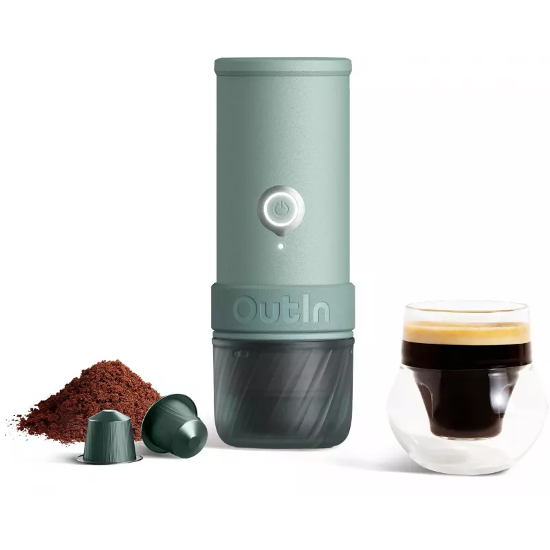 OUTIN Portable Electric Coffee Machine Mino Canyon Green 20 Bar 80ml USB-C