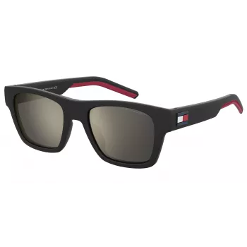 TOMMY HILFIGER TH1975NS003 Meeste ristkülikukujulised päikeseprillid - must atsetaatraam, hallid polükarbonaat läätsed, UV400 kaitse