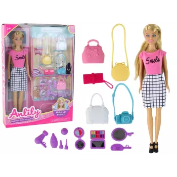 LEAN TOYS Anlily nukukomplekt käekottide ja stiilimisega