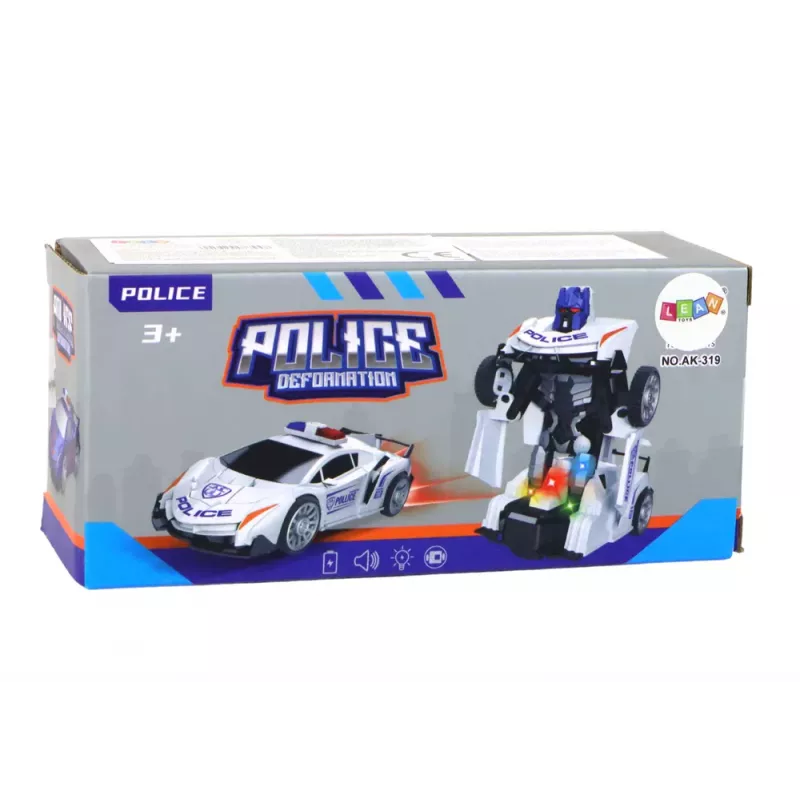 LEAN TOYS Robot Car Police Navy Blue 2in1 Transformation