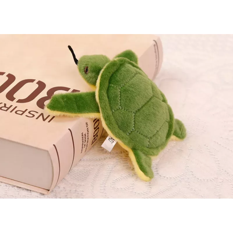 LEAN TOYS Turtle Plush Mascot Keychain Squeaker Green 15 cm
