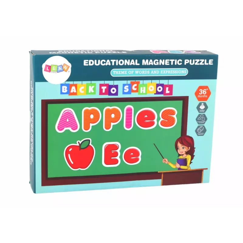 LEAN TOYS Hariv magnetpuzzle komplekt multifunktsionaalse tahvliga, 100-120 tükki, loomade teema, kahepoolne valge tahvel ja must tahvel, puidust hoiukarp, vanusele 3+