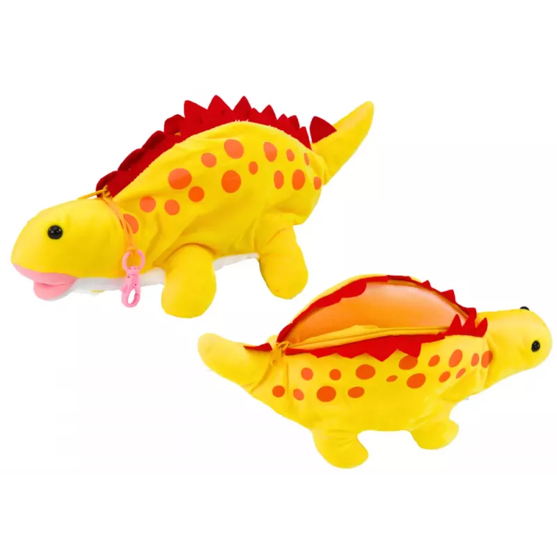 LEAN TOYS Plush Dinosaur Pencil Case Storage Box Pendant Yellow