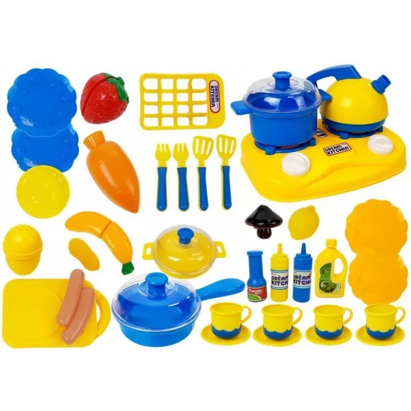 LEAN TOYS Plastnõude komplekt väikesele kokale - 18-osalised köögimänguasjad