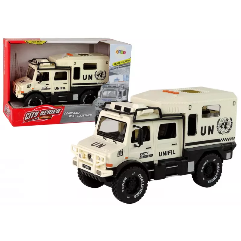 LEAN TOYS Off-Road Vehicle City Service Beige Opening Door Sound Light