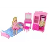 LEAN TOYS Nukumööbli komplekt voodi, riidekapp, tualettlaud 29-30 cm moenukkudele, roosa, 3 tükki
