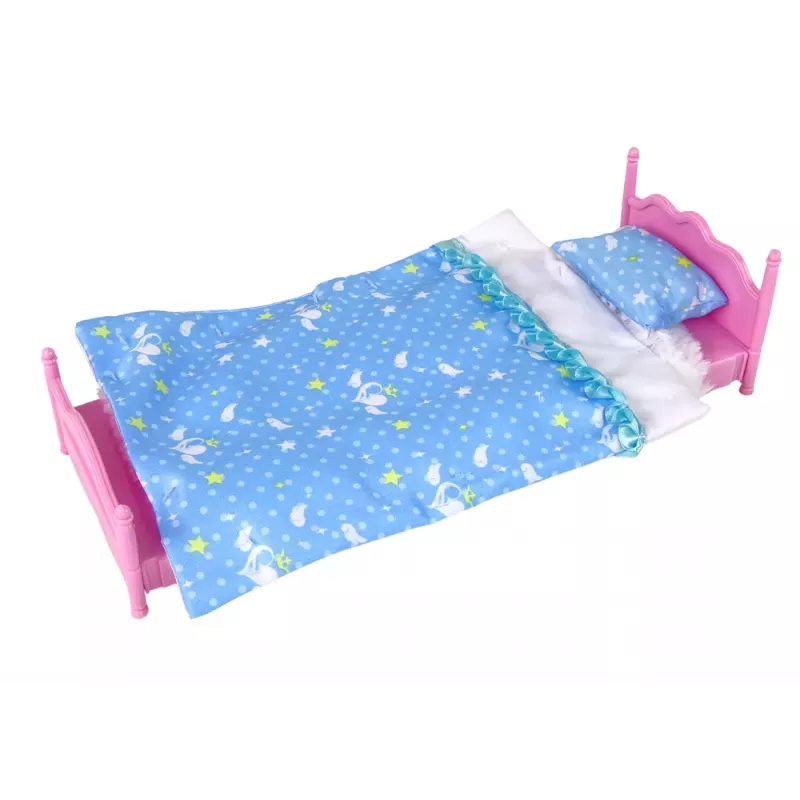 LEAN TOYS Nukumööbli komplekt voodi, riidekapp, tualettlaud 29-30 cm moenukkudele, roosa, 3 tükki