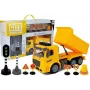 LEAN TOYS Tipper Set 1:14 RC Dump Truck with Road Signs, Lights & Speed Camera - Yellow