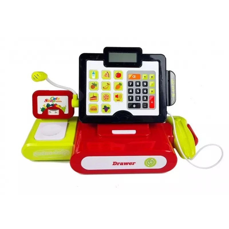 LEAN TOYS Kassaregister puuteekraaniga kalkulaatori ja tarvikutega