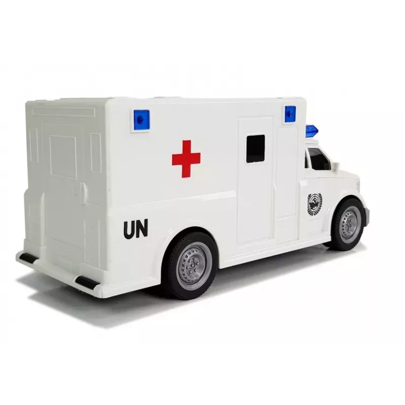 LEAN TOYS Auto Ambulance with Friction Drive White 1:20 with Sound