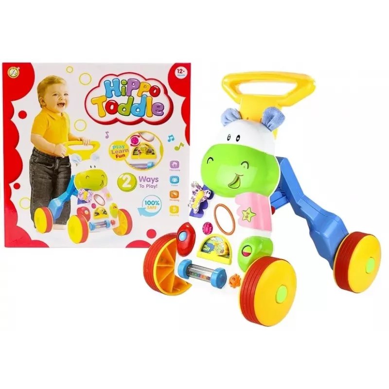 LEAN TOYS Imikute ja väikelaste tõukemänguasi Jõehobu Helid Kõristid Krõbinad Peegel